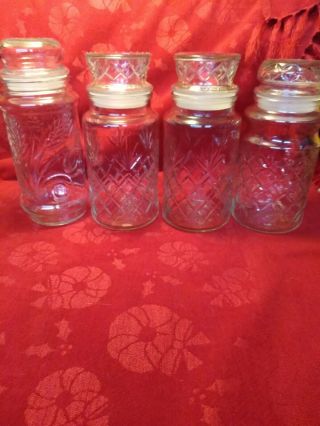 Vintage One 1982,  (2) 1983 & One 1984 Mr.  Peanut Clear Glass Decanter Jars