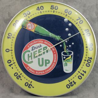 Cheer Up Delightful Beverage Thermometer 12” Round Glass Dome Sign