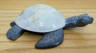 Hand Carved Marble Stone Sea Turtle Figurine Carving 5 " Long