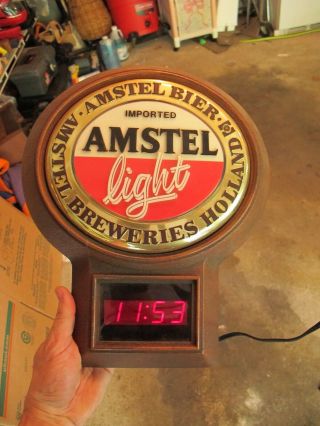 Vintage Amstel Light Bier Holland Breweries Beer Advertising Sign Led Wall Clock