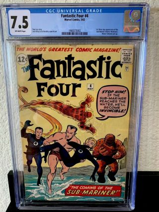 Fantastic Four 4 1st Silver Age Appearance Sub - Mariner 7.  5 Cgc