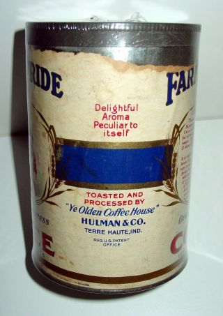 Farmer ' s Pride Brand Coffee Tin - Hulman & Co.  - Terre Haute,  IN 3