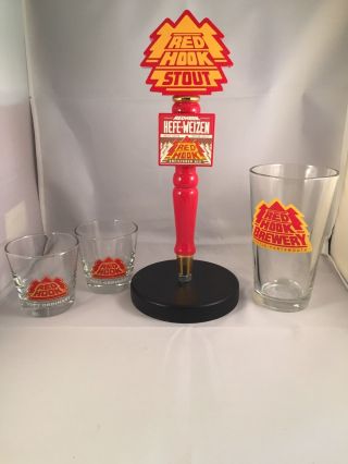 Red Hook Beer Tap Handle Matching Pint Glass And Two Tasters 6 Oz