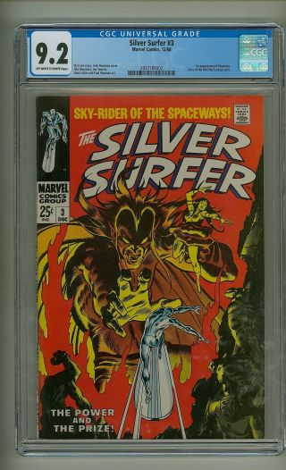 Silver Surfer 3 (cgc 9.  2) Ow/w Pages; 1st App.  Mephisto; Marvel; 1968 (c 24816)