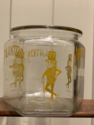 Rare Vintage Hexagon Planters Peanuts Glass Jar Store Display Mr.  Peanut