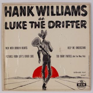 Hank Williams: As Luke The Drifter Us Mgm Orig 7” 45 Ep Country Rare
