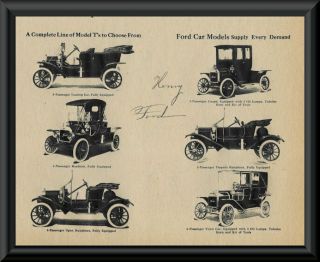 1908 Ford Model T Ad & Henry Ford Autograph Reprint On 100 Year Old Paper 097