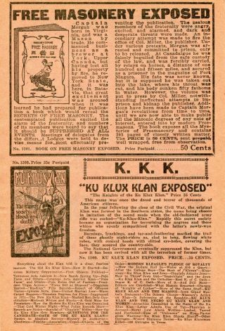 1922 Small Print Ad Of Knights Of The Kkk Ku Klux Klan & Masonry Exposed