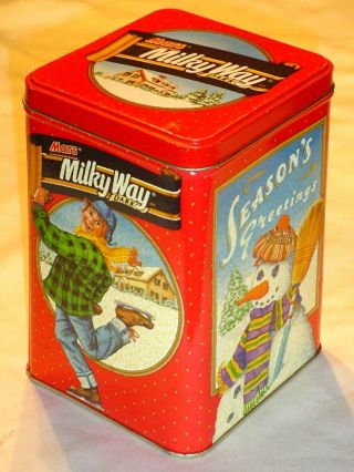 1991 Mars Milky Way Dark Seasons Greetings Collectible Candy Tin Canister - Empty