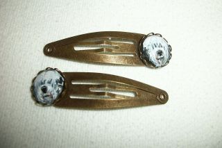 Hand Painted Old English Sheepdog Hair Clips