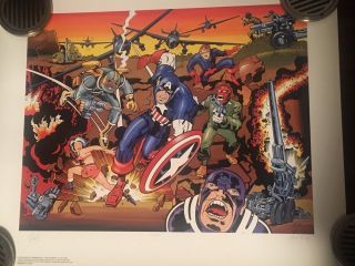 Captain America Print Signed By Jack Kirby And Stan Lee 15/50 Extremely Rare