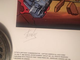 Captain America Print Signed by Jack Kirby and Stan Lee 15/50 extremely rare 3