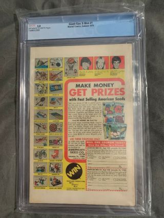 Giant - Size X - Men 1 CGC 5.  0 | Marvel 1975 | 1st app Colossus,  Nightcrawler,  Storm 2