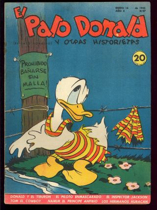 Donald Duck V1 27 Rare Sub - Mariner Foreign Ed.  Carl Barks Disney 1945 Vg - Fn