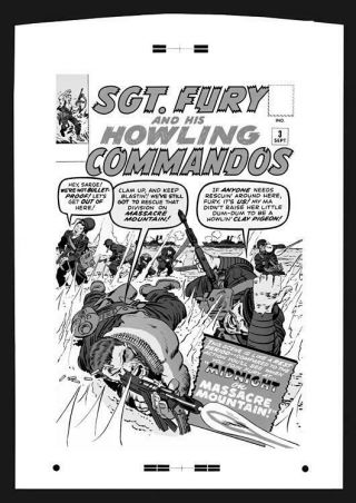 Jack Kirby Sgt Fury And His Howling Commandos 3 Rare Large Production Art Cover