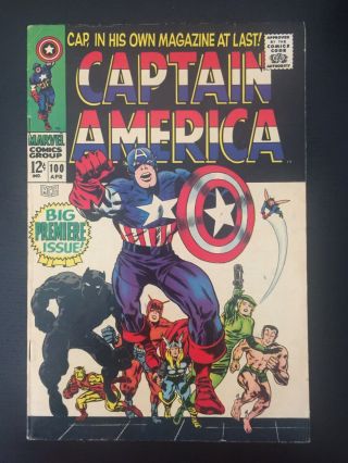 Captain America 100 1968,  Marvel 5.  5 - 6.  0 Stan Lee Jack Kirby Silver Age Key