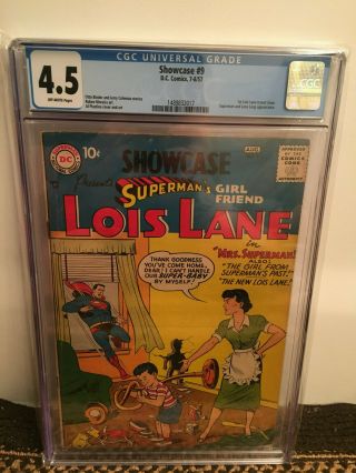 Showcase 9 First Lois Lane Superman Unrestored Cgc 4.  5 Ow Pages Rare