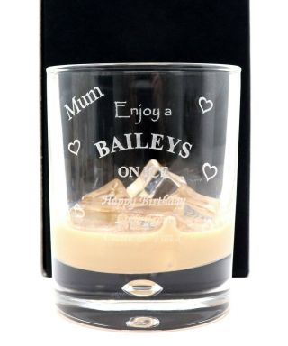 Engraved Baileys Hearts Glass Tumbler Gift Nan/mum/nanny/dad/grandma/birthday