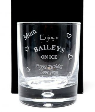 Engraved Baileys Hearts Glass Tumbler Gift Nan/Mum/Nanny/Dad/Grandma/Birthday 2