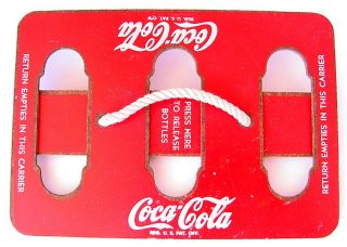 Vintage Coca - Cola 6 - Pack Press Board Red Carrier W Early Rope Handle