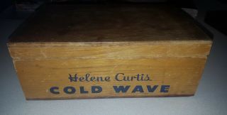 Vintage Helene Curtis Cold Wave Wooden Box W/ Tip Top Hair Curlers