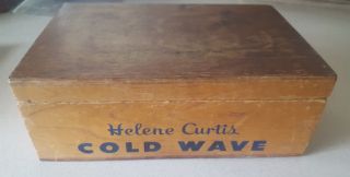 VINTAGE HELENE CURTIS COLD WAVE WOODEN BOX W/ TIP TOP HAIR CURLERS 3