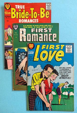 Harvey Archives Three Romance File Copies First Love Bride - To - Be Bob Powell Art