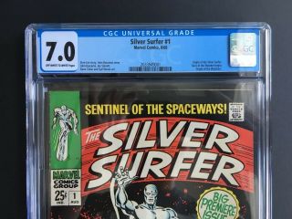 Silver Surfer 1 CGC 7.  0 Marvel Comic KEY Origin / Tales of Watcher 2