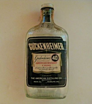 Vintage Guckenheimer 40 American Whiskey Advertising Empty Whiskey Bottle