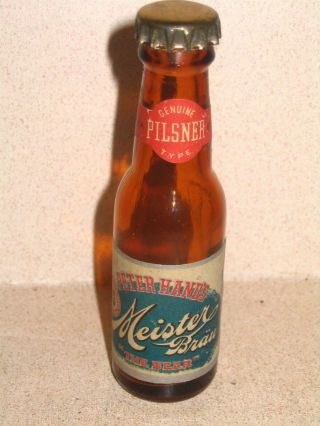 Peter Hand Meister Brau Mini Beer Bottle Chicago Paper Labels
