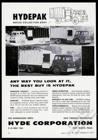 1957 Hyde Hydepak Ford Trash Garbage Truck Photo Vintage Trade Print Ad