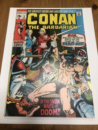 Conan The Barbarian 2 (12/70) Barry Smith Cover/art Mid - Grade Marvel Bronze
