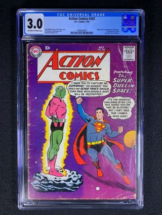 Action Comics 242 Cgc 3.  0 (1958) - Org And 1st App Of Brainiac -