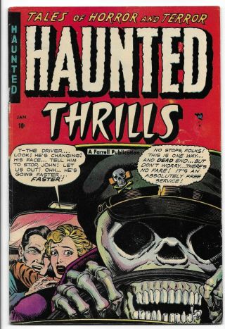 Haunted Thrills 13 - Hillman 1954 - Great Skull Cover - Bondage Panels - Pch