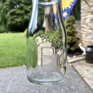 1/2 Pt Milk Bottle T L Parry Wyoming PA Emb Luzerne County Near Scranton 2