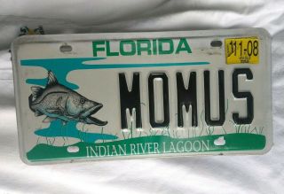 2006? Embossed Metal Florida Vanity License Plate,  Snook,  " Momus ",  Indian River