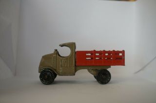 1920s Vintage Tootsie Toy Red and Tan Stake Truck No.  4638 AT32 3