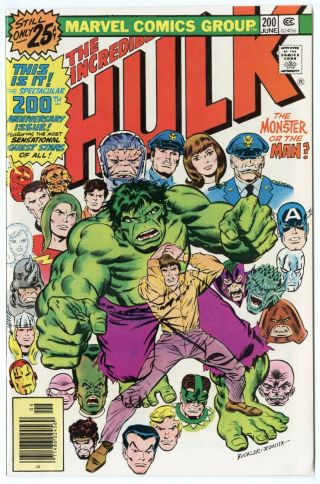 Hulk 200 Nm,  9.  6 White Pages Anniversary Issue Marvel 1976