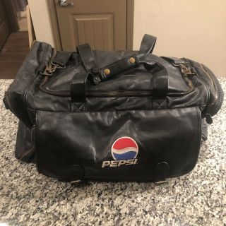 Vintage Pepsi Cola Duffel Bag Heavy Duty Leather S/h
