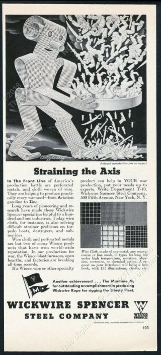 1942 Hitler Tojo Being Strained Artzybasheff Art Wickwire Spencer Steel Print Ad
