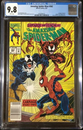 Spider - Man 362 Cgc 9.  8 White Pages 1st Print Carnage