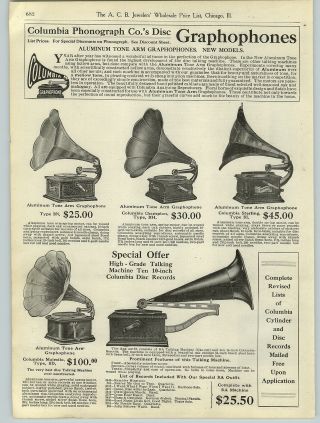 1908 Paper Ad 3 Pg Columbia Graphophone Talking Machine 10 " Records Cylinders