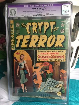 Crypt Of Terror 17 Cgc 5.  0 Vintage Ec Comic 1st Issue Formerly Crime Patrol