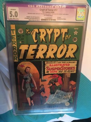 Crypt of Terror 17 CGC 5.  0 VINTAGE EC Comic 1st Issue Formerly Crime Patrol 2