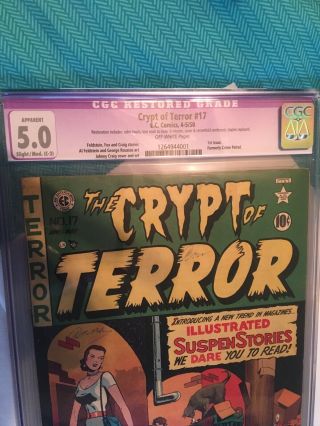 Crypt of Terror 17 CGC 5.  0 VINTAGE EC Comic 1st Issue Formerly Crime Patrol 4