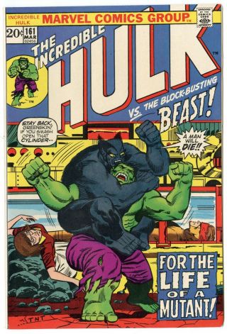 Hulk 161 Nm - 9.  2 White Pages Vs.  The Beast Mimic Dies Marvel 1973 No Resv