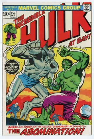 Hulk 159 Nm 9.  4 White Pages Vs.  The Abomination Marvel 1973