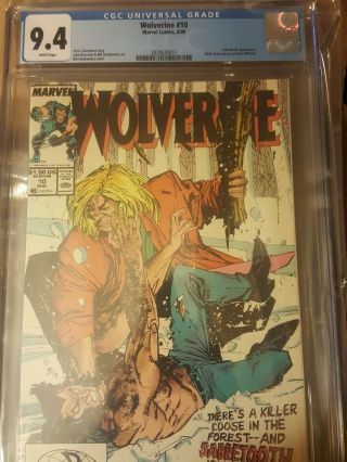 Wolverine 10 (1988) Cgc 9.  4 Nm White Pages Sabretooth Appearance Classic Cover