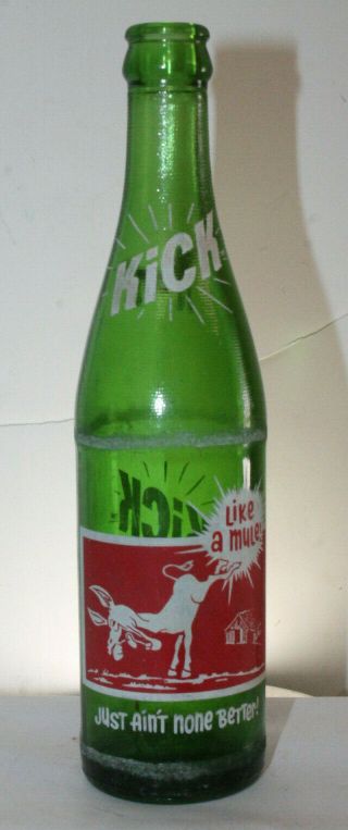 Vintage Kick Like A Mule Soda Bottle 10 Oz Acl Royal Crown Cola Co