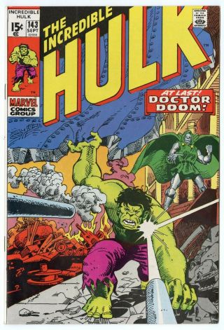Hulk 143 Nm 9.  4 White Pages Vs.  Dr.  Doom Marvel 1971